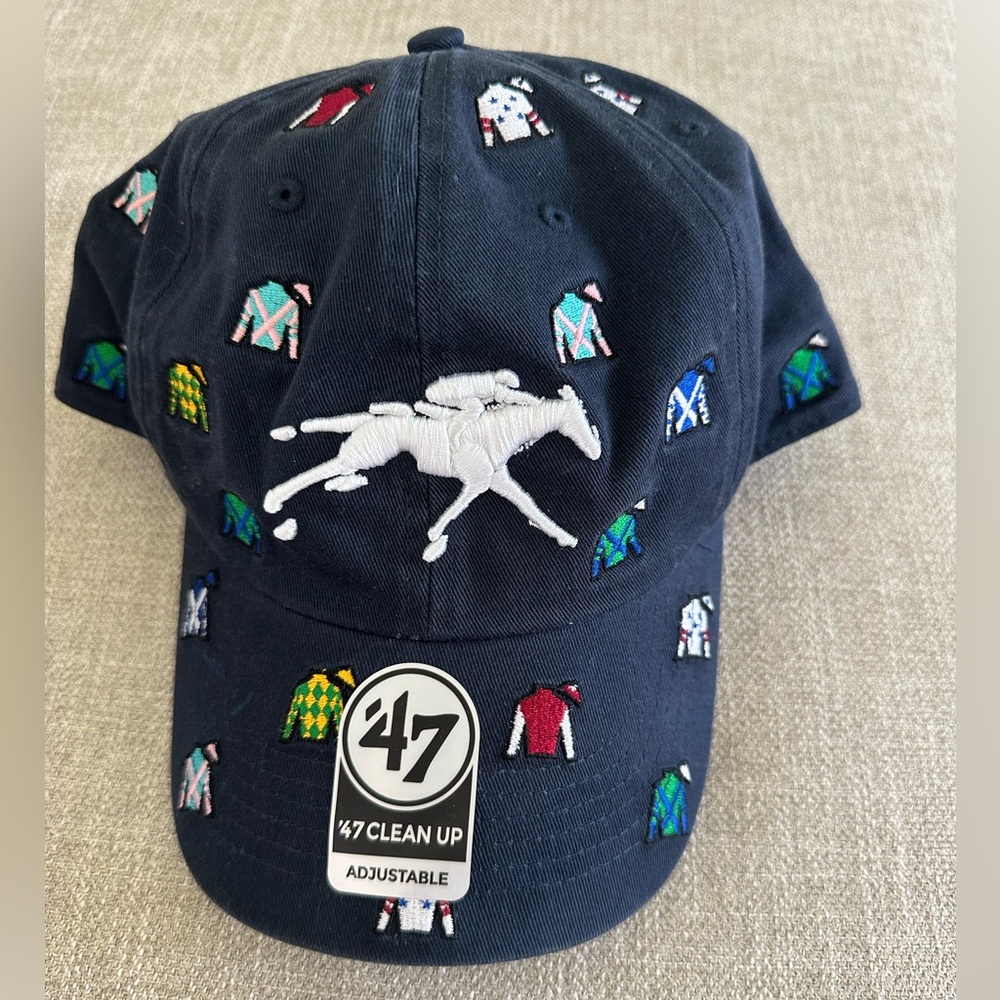 Keeneland Racecourse white and Navy hats - Picture 2 of 3